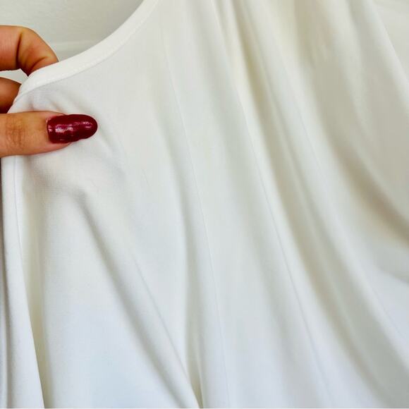 JOSEPH RIBKOFF White Ruche Gathered Cold Shoulder Half Sleeve Blouse Shirt Top 8 - Picture 8 of 12